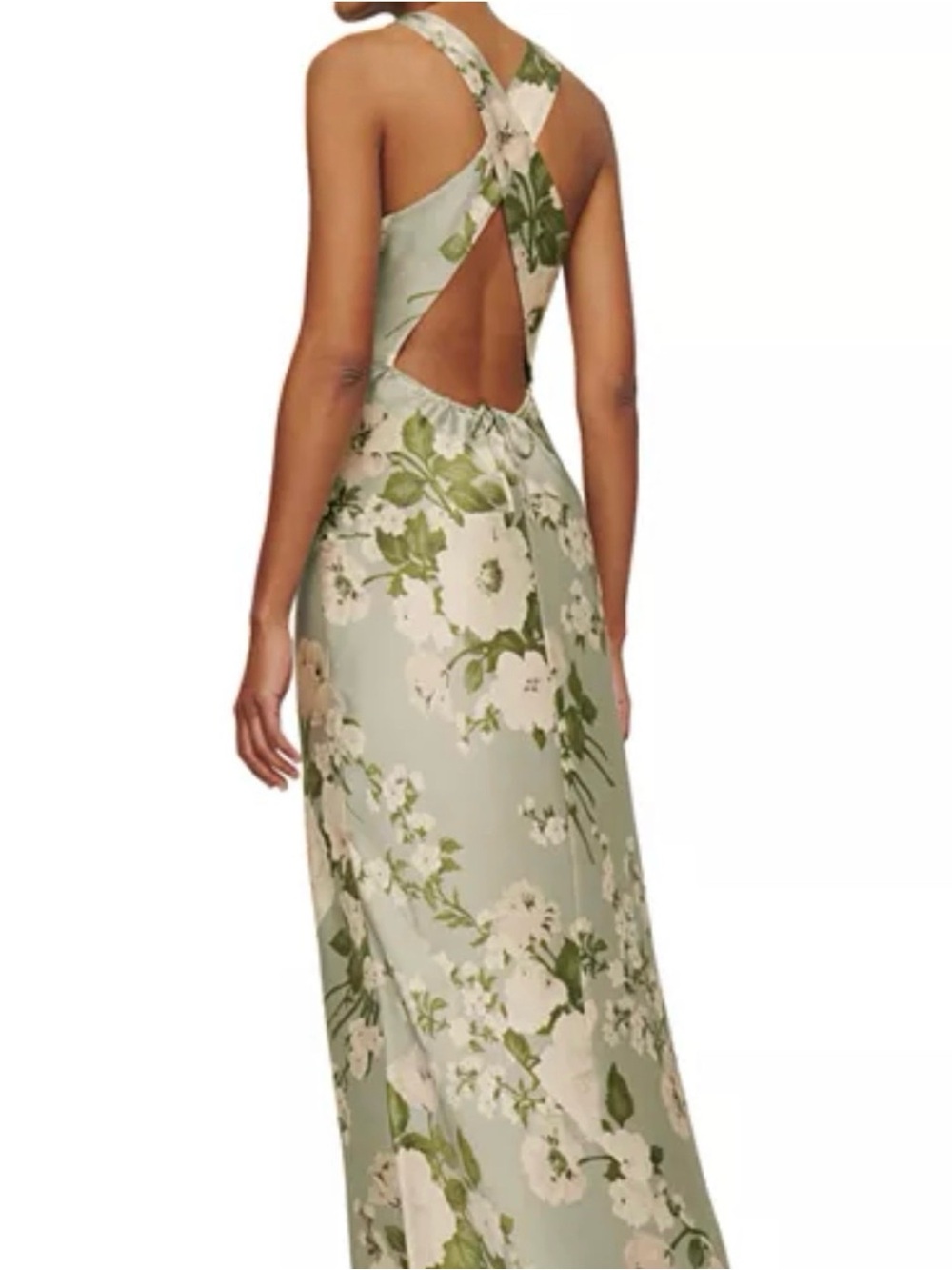 Reformation Halter Floral Gown in Sage Green - Picture 4 of 6
